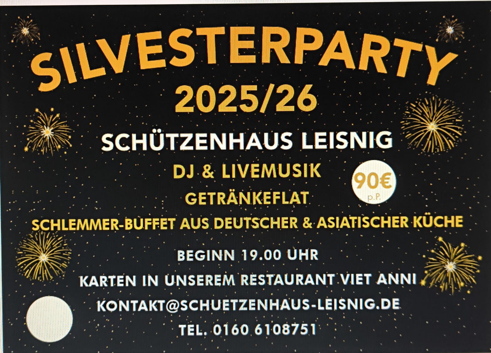 NEUJAHR 2026: Große Sylvester Party mit Live-Musik und DJ
